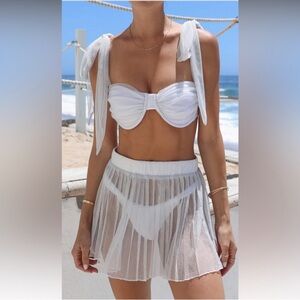 Beach Riot White Bikini with Sheer Skirt